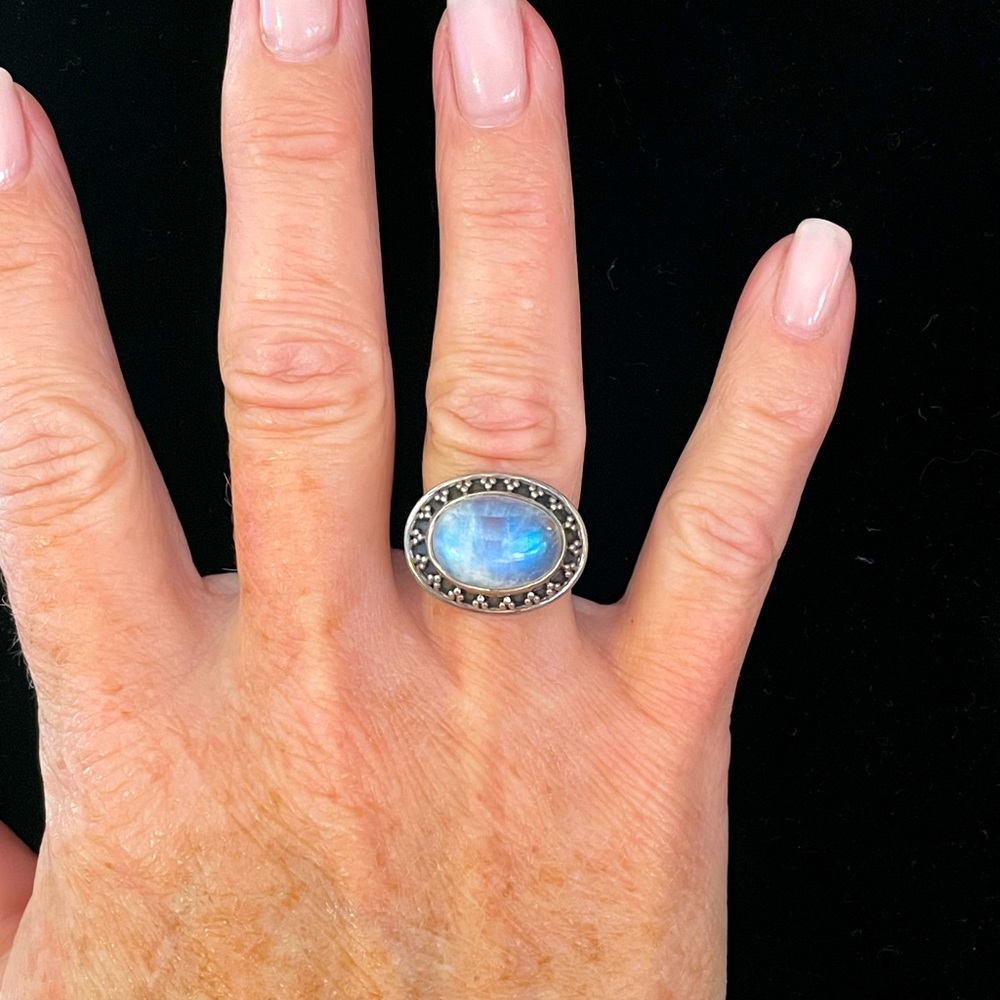 Moonstone Silver Sterling 925 India size 6